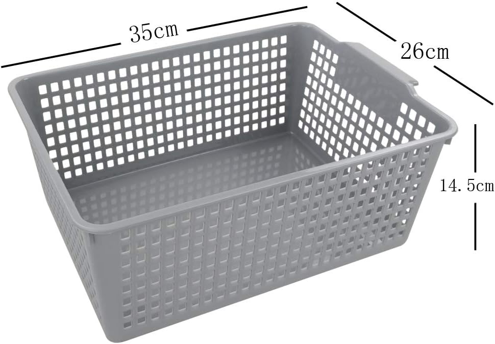 Yarebest Large Plastic Storage Basket Box, Cupboard Storage Baskets, 3-Pack (Grey), 35 cm x 26 cm x 14.5 cm - Image 4