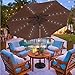 Sundale Outdoor 11FT 40 LED Lights Aluminum Patio Market Umbrella Hand Push Tilt Crank, Garden Pool Solar Powered Lighted Parasol, 8 Ribs, Coffee