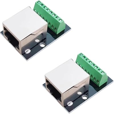 PENGLIN 2pcs RJ45 Ethernet Single Female Adapter 2.54mm Pitch Shielded Network