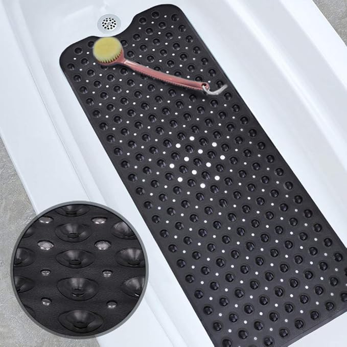 XIYUNTE Extra Long Bath Mats, Black Shower Mats Mildew Resistant Non