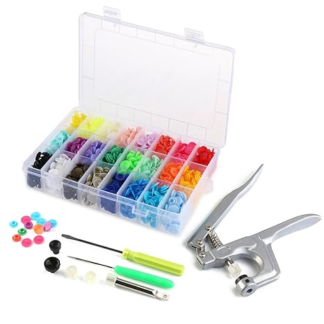 OUNONA T5 Druckknopf Set Snap Zange Mit 360 Stück Druckknöpfe,Einschließlich Organizer Aufbewahrungsbehälter