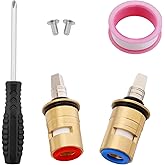 Misakomo Ceramic 1/4-Turn Cold & Hot Valve Cartridge Kit Short Stem Fit for Exposed Caps Replace# 1-099XKJKABNF & 1-100XKJKABNF