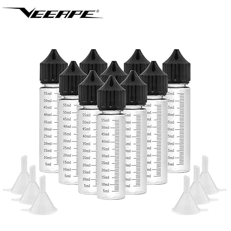VEEAPE® 10Stück 60 ml Tropfflasche,60ml Dropperflasche für E-Liquids/E-Zigaretten/Vape mit Deckel Kindersicherung, Unicorn Bo