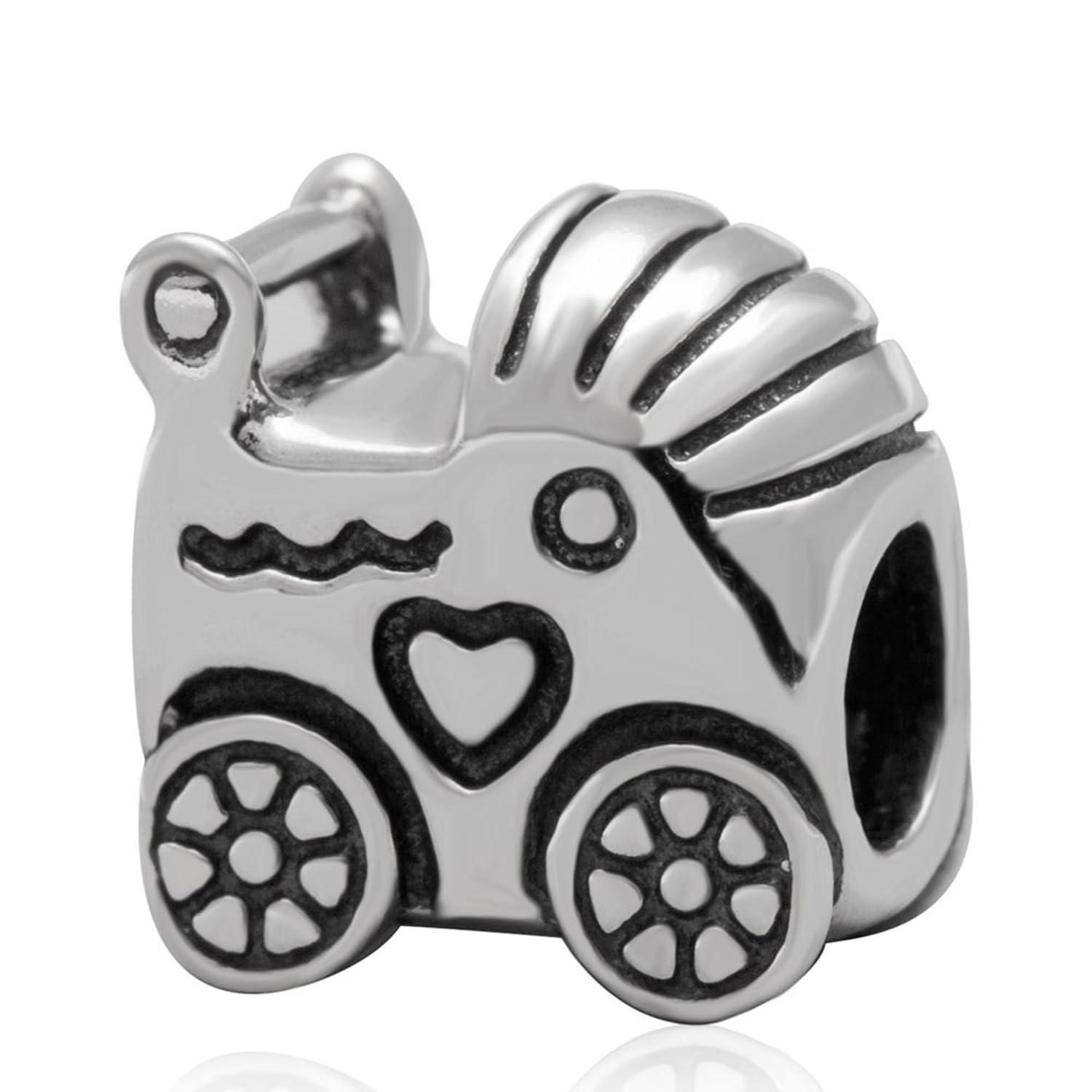 Baby Carriage Pram Car Charm, Fits Pandora First Mothers Day Bracelet, 925 Sterling Silver Baby Stroller Beads, Gifts for Grandma/Wife/New Mom/Son/Boy Girl/Daughter
