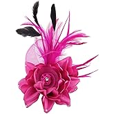 ACTLATI Fascinator Hat for Women Flower Mesh Feathers Hair Clip Tea Party Wedding Cocktail 20s Flapper Headpiece