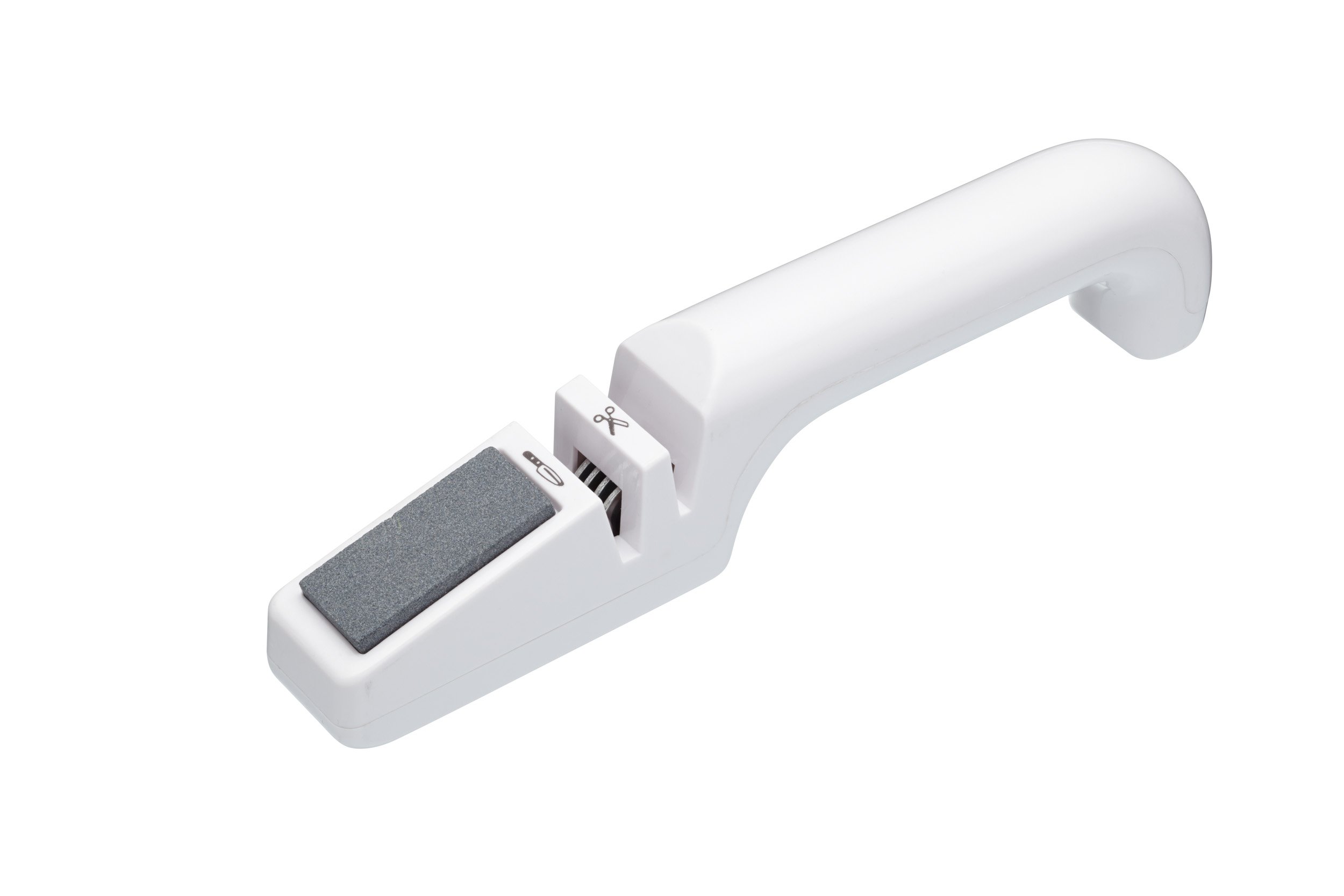 KitchenCraft Kitchen Knife Sharpener with Scissor Sharpening Tool, Easy to Use 3 in 1 Design, 22 x 3 x 4.5 cm, White