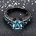 JunXin Black Gold Aquamarine Blue Diamond Antique Rings Princess Cut Wedding Size5/6/7/8/9/10/11(7)