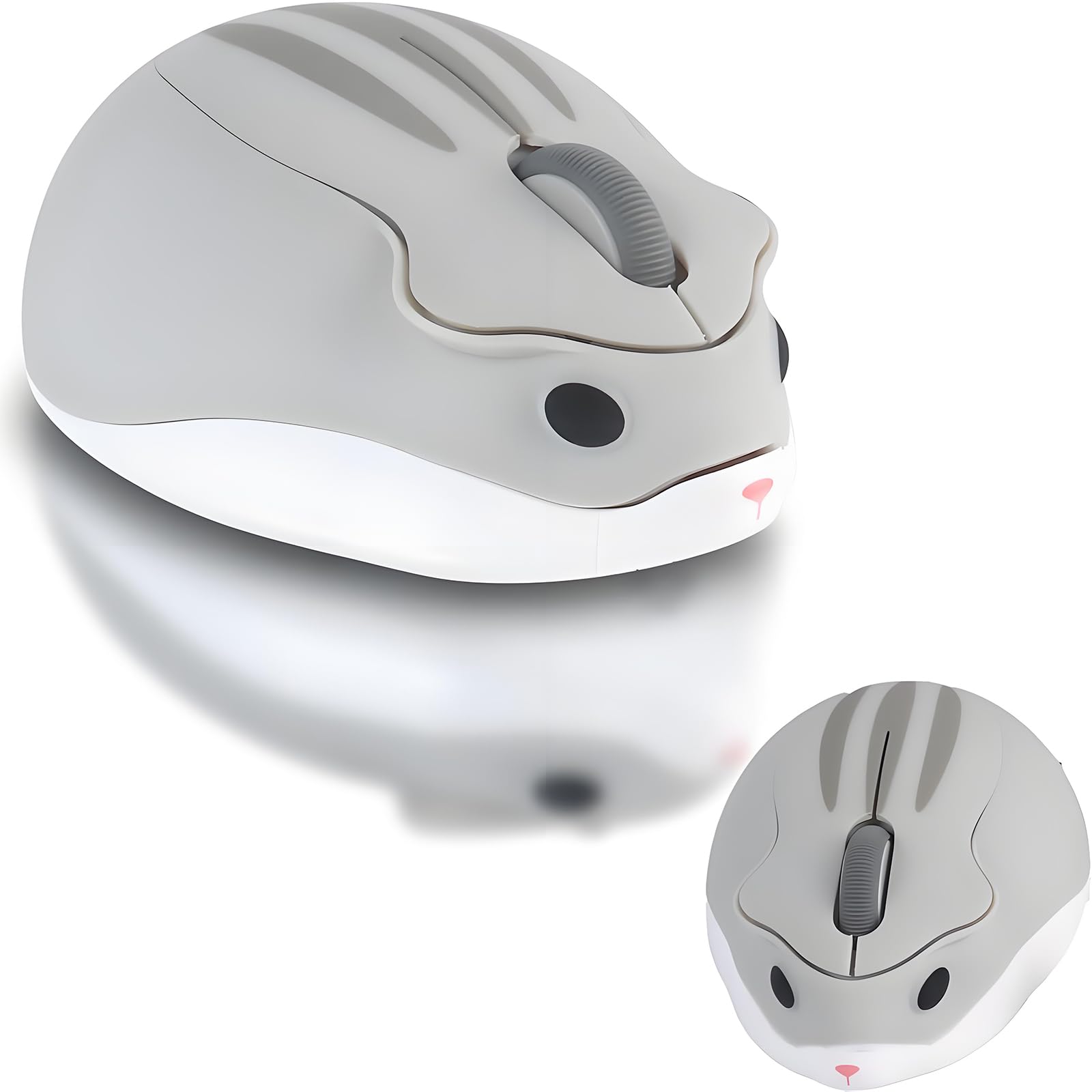 LIKE SHOW Wireless Cute Hamster Shaped Mouse - 1200 DPI, Quiet, Portable USB, Cordless Design for PC, Laptop, MacBook for Kids and Girls(Gray)