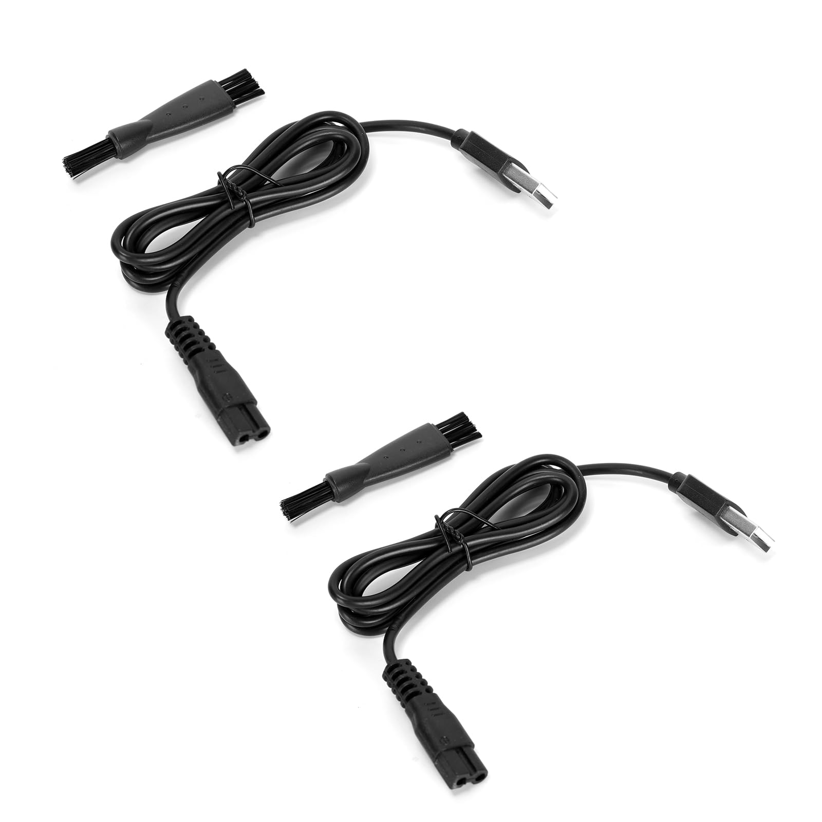 Ruimou 2PCS Shaver Charger Replacement Electric Shaver Charging Cable 5V USB Charger with Cleaning Brush Compatible with Meridian Shaver