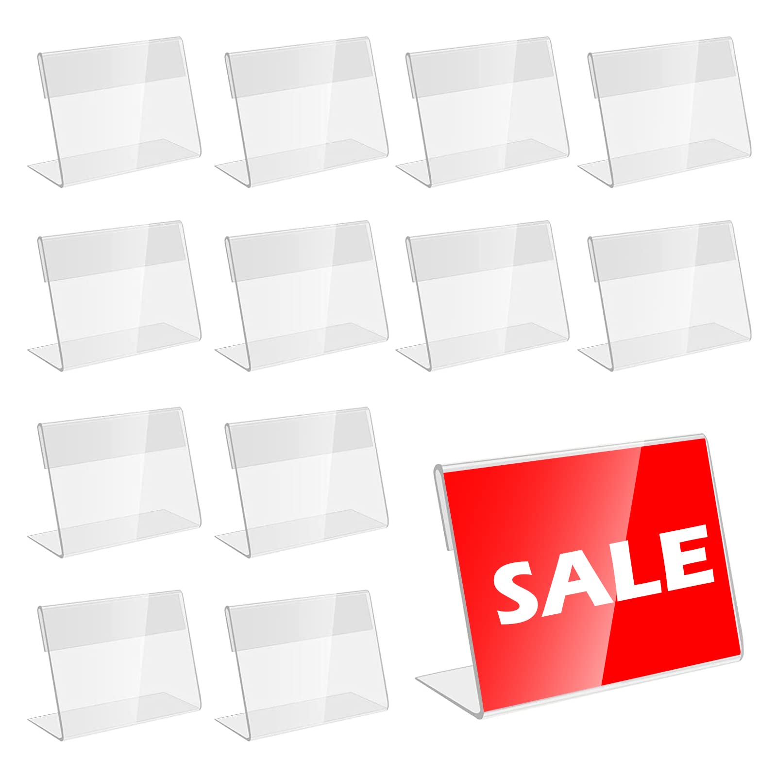 30Pcs Price Display Holder L Shape Clear Acrylic Price Card Tag Acrylic Sign Display Holder Display Stands Small Price Name Card Tag for Shopping Malls,Supermarket, Hotel,Office(8 * 5.2 cm)