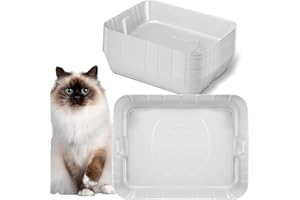Bokon 25 Pcs Disposable Litter Boxes for Cats Plastic Cat Litter Tray Large Kitten Pan for Kitty Rabbit Guinea Pig Hamster Pets Supplies Travel Home Toilet, 15.7 x 11.8 x 3 Inches(White)
