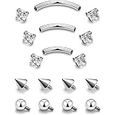 Oufksiyy Eyebrow Piercing Jewelry Surgical Steel Internal Thread Curved Barbell Tiny Eyebrow Ring Vertical Labret Lip Jewelry Ear Rook Small Belly Button Ring for Women Men 16g 6mm/8mm/10mm