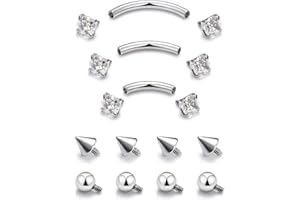 Oufksiyy Eyebrow Piercing Jewelry Surgical Steel Internal Thread Curved Barbell Tiny Eyebrow Ring Vertical Labret Lip Jewelry Ear Rook Small Belly Button Ring for Women Men 16g 6mm/8mm/10mm