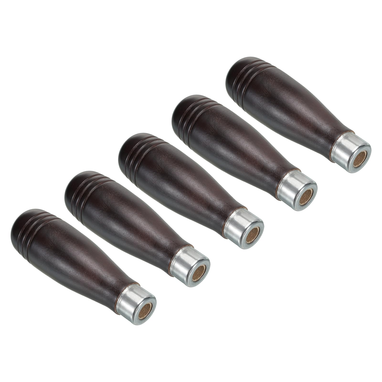 PATIKIL 4.3 Inch Wood File Handle, 5 Pack File Cutting Tool File Handle Replacement Accessories for 0.39" Diameter File, Dark Brown