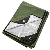 Arcturus Insulated Tarp, Reusable Heavy Duty Thermal Survival Blanket &ndash; 60x82in, Reflects 90% Body Heat, Waterproof, Windproof, 3-Layer Design, Reinforced Grommets, Olive Green