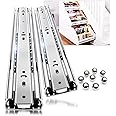 YENUO Heavy Duty Drawer Slides Full Extension Side Mount 12 14 16 18 20 22 24 26 28 30 32 34 36 40 Inch Metal Rails Track Guide Glides Runners 150 Lbs 1 Pair (Without Lock, 16 inch)