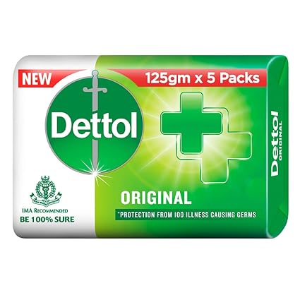 Dettol Original Germ Protection Bathing Soap bar, 125gm (Pack of 5)