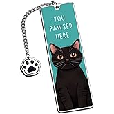 Cat Bookmark for Reading Women - Bookish Cat Lover Gifts Book Reading Accessories for Women Readers You Pawsed Here Bookmark, Cute Valentines Day Easter Gifts Ideas Metal Cats Book Marks