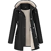 LOMON Women Waterproof Outdoor Hiking Raincoat Women Lined Rain Jacket Lightweight Hooded Jackets Trench Coats