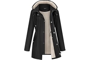 LOMON Women Waterproof Outdoor Hiking Raincoat Women Lined Rain Jacket Lightweight Hooded Jackets Trench Coats