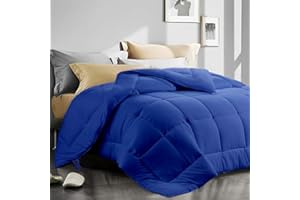 ASHOMELI Queen Size Comforter,Cooling Comforter for Night Sweats,All Season Down Alternative Comforter,Quilted Comforter with Corner Tabs (Navy,Queen,88"x88")