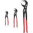 MAXPOWER Water Pump Pliers Set. Plumbing Lock Pliers 3 Pieces Kitbag Set. 7-Inch, 10-Inch and 16-Inch Push Button Quick Adjust Tongue and Groove Pliers Set