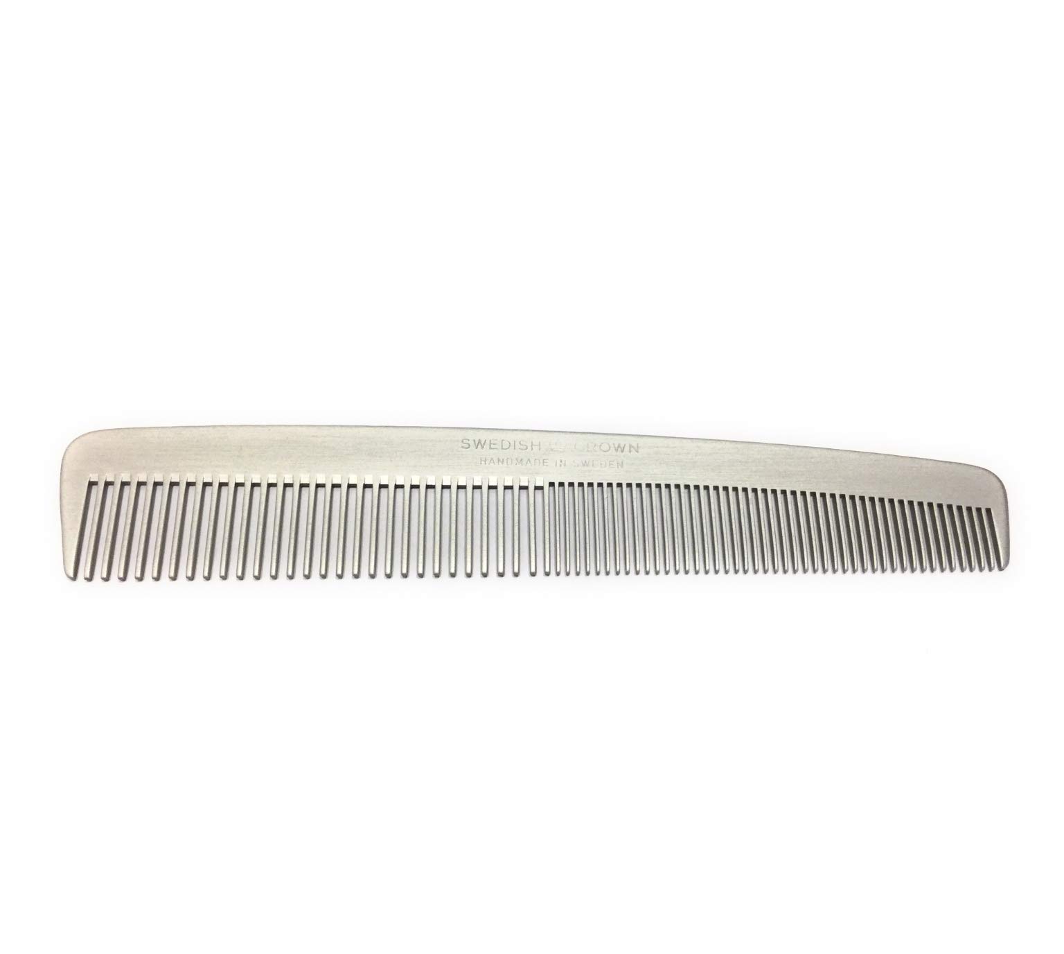 Swedish Crown Professional Universal Comb, Aluminium, 16.4 cm, Salon Design, Antistatic, Fine + Wide Teeth, Women's Comb, 1 Stück (1er Pack), Female, Silver