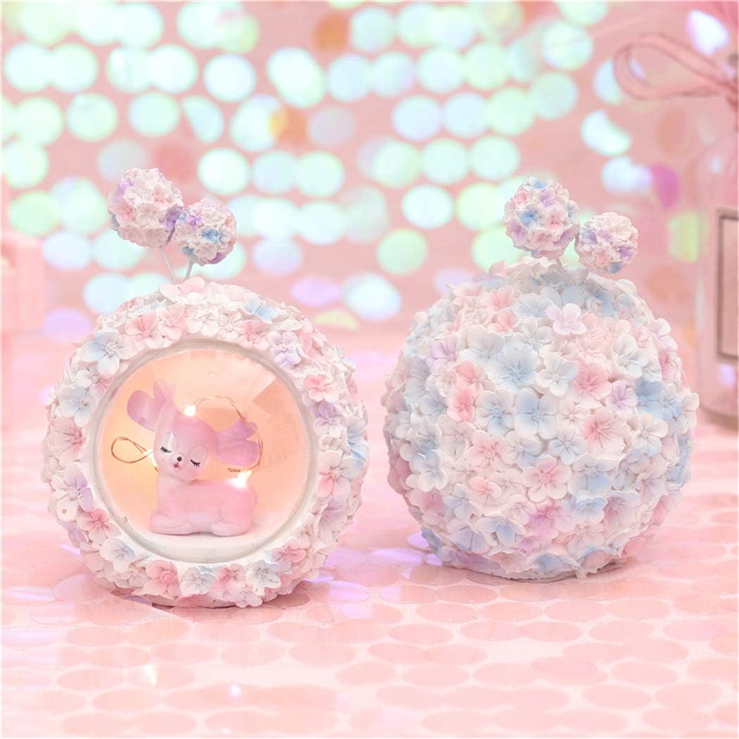 FeiWen Night Light For Girls Room Hydrangea Girl Heart Night Light Birthday, Valentine, Fawn, Small - Image 4