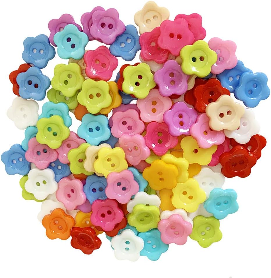 Mixed Resin 15mm Flower Buttons 100Pack Amazon.co.uk Kitchen & Home