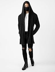 Mens Hooded Cardigan Long Cardigans Sweater Shawl