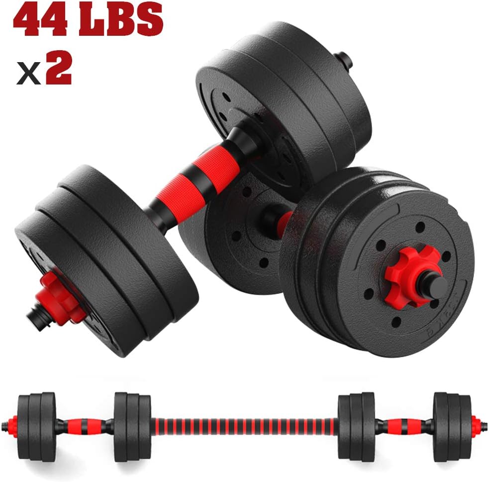 Dumbbell Weight Set – 2Pcs 44Lbs Home Weights Set – Includes Connecting Rod – Barbells Weights Set for Home Gym – User-Friendly Design – Easy Comfortable Grip – Ideal for Fitness, Lifting, Muscle Mass