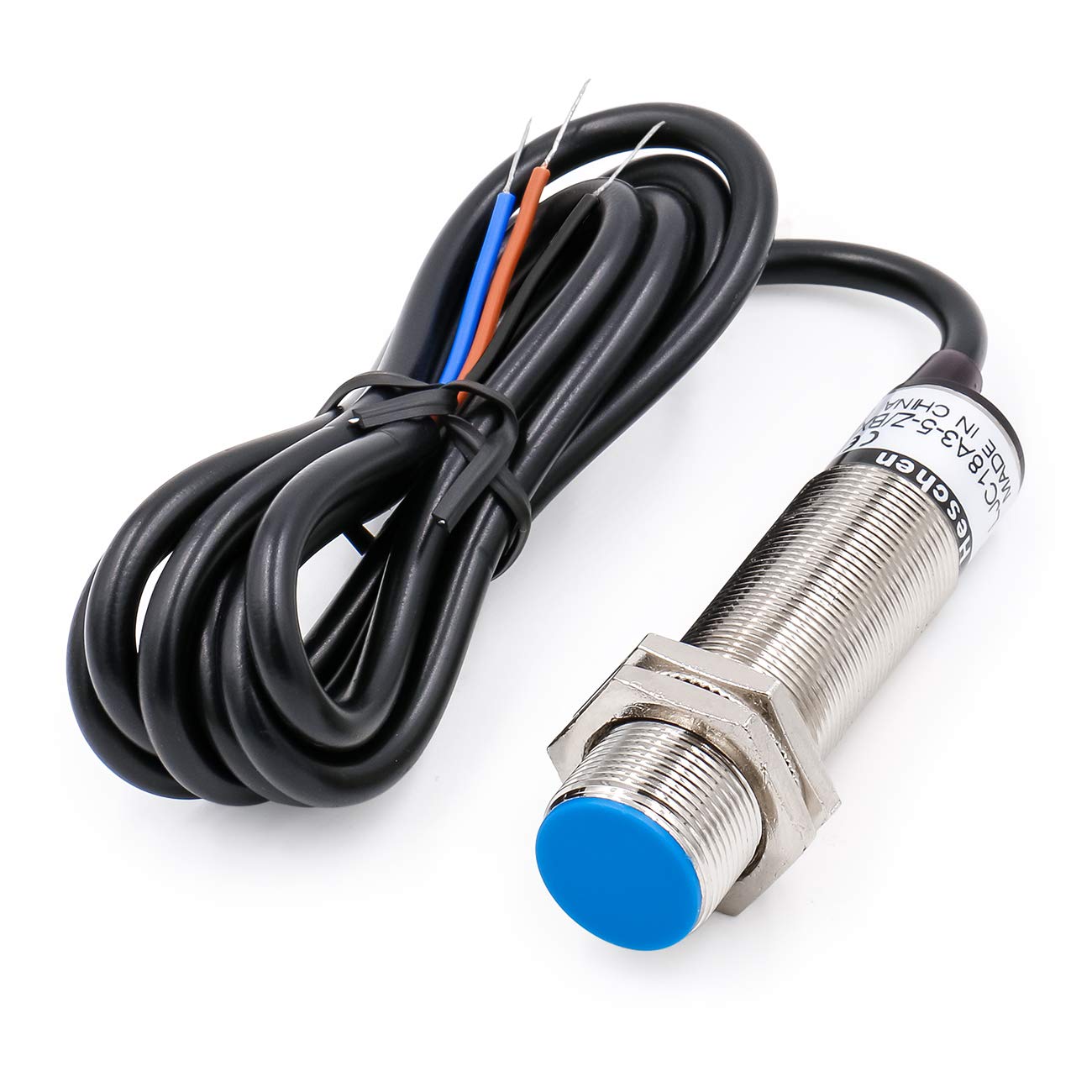 Heschen M18 Capacitive Proximity Sensor Switch Shield Type LJC18A3-5-Z/CX Detector 1-5mm 10-30VDC 200mA NPN NO+NC 4 Wire (NPN NO)