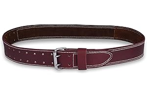 FUERI Tool Belt Heavy-Duty Leather Work Belts for Men Suspenders Carpenter Contractor Construction Electrician Framer Ironworker Adjustable - Marroon
