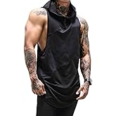 ZUEVI Men's Gym Muscle Hooded Tank Tops Sleeveless Workout Hoodies Shirts Bodybuilding Stringer T Shirt