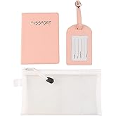yukfdcnb Passport Holder and Luggage Tags for Travel Family With Storage Bag wallet Case for Women and Men (Pink)
