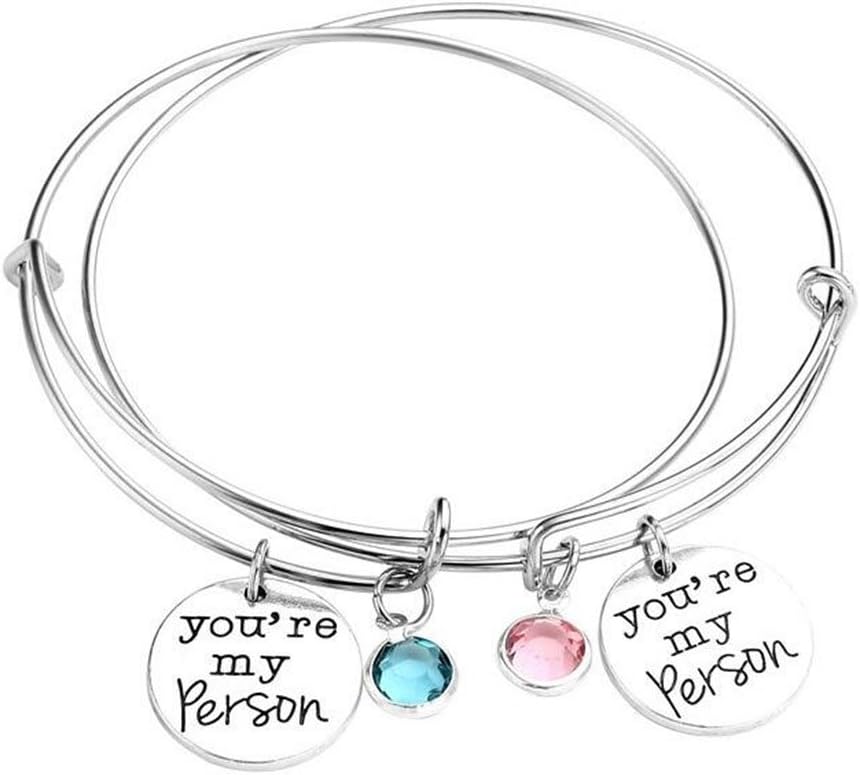 You're My Person Bracelet,2 Packs Bracelet Crystal Pendant Pinky Promise Charm Bracelet Best Friend Birthday Gift