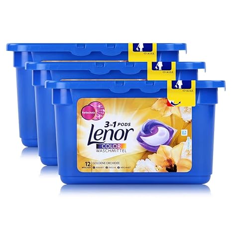 Lenor 3in1 Pods Goldene Orchidee Colorwaschmittel 316,8-12 WL (3er Pack)