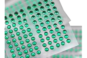 ALLSTARCO 3mm SS12 Green Self Adhesive Acrylic Rhinestones Plastic Face Gems Stick On Body Jewels for DIY Cards and Invitations Crafts Bling Sticker - 5 Sheets - 500PCS