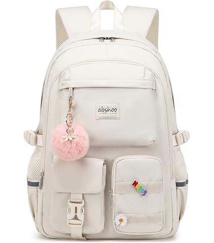 abshoo School Backpack for Girls Bookbag with Lunch Bag Teen Girls School Bag Travel Daypack (Beige) : Clothing, Shoes & Jewelry