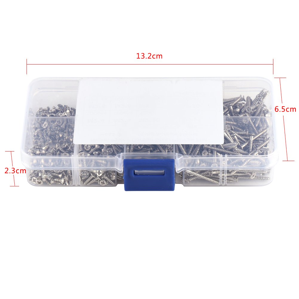 Self Tap Screws,800pcs M2 Phillips Pan Head Self Tap Screws M2 Cross Drive Flat Head Self Tap Screws Woodworking Fastener with Box - Image 5
