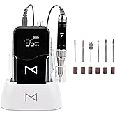 M Mase- Professional Nail Drill Machine - Coreless 2-in-1 Nail File - Electric, Cordless, 35000 RPM, HD Display - Electric Nail Drill for Professional & Home Use (Black)