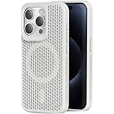 CASEOKO for iPhone 15 Pro Max Case, [Compatible with MagSafe] Double-Layer Honeycomb Heat Dissipation, Breathable and Shockproof Protective case (White,iPhone 15 Pro Max)