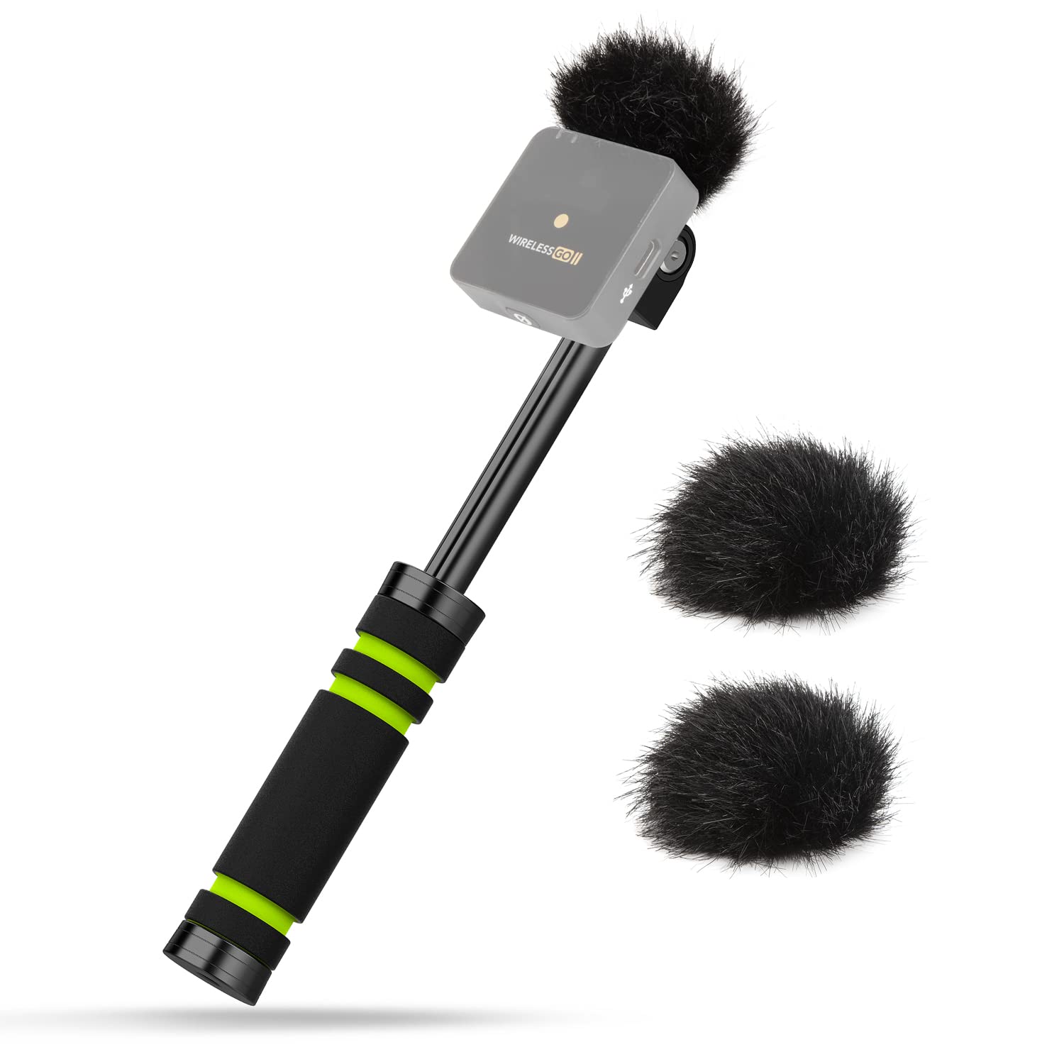 YOUSHARES Interview Microphone Handle - Rode Wireless Go 2 Handle with 2 Wind Muff Compatible for Rode Wireless Go II Microphone
