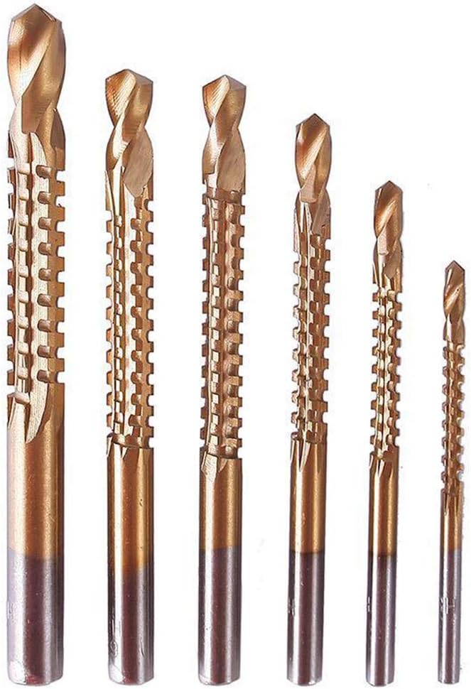 Gasea 6Pcs Drill Bit Set HSS Titanium Coated 3/4/5/6/6.5/8mm 1/4" hex