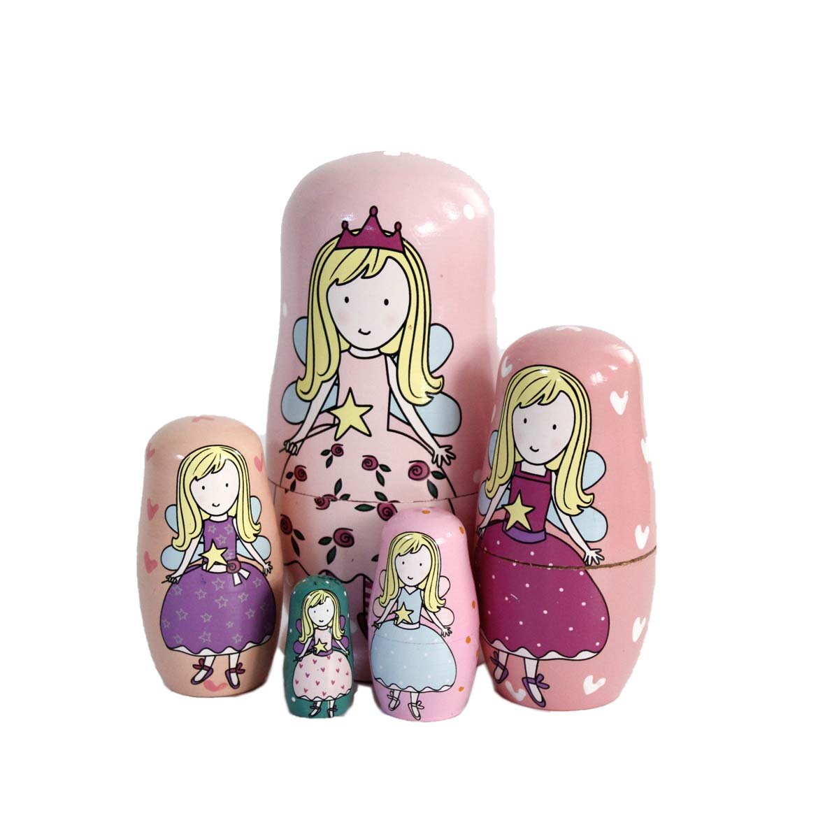 Oostifun Gobus Wooden Nesting Doll Russian Nesting Dolls Sets for Home Office Decoration Children Gifts (Pink Angels)