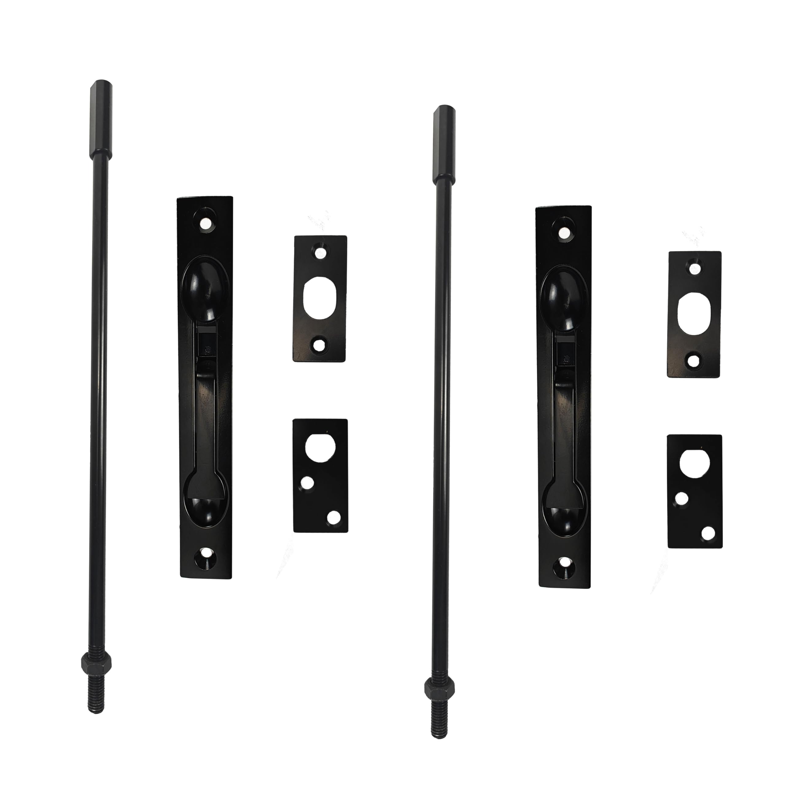 Photo 1 of Langdoly Solid Brass Extension Flush Bolt with Rod 12"-Satin Black-Pack of 2