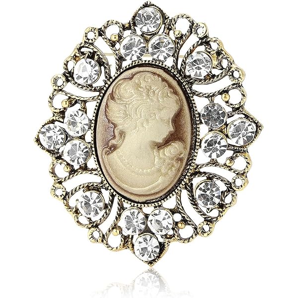 Vintage Victorian Lady Beauty Maiden Cameo Brooch Pin For...