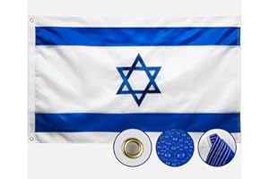 AGUIFLGS Double Sided Israel Flag 3x5 Ft Outdoor Made In USA Israeli Flags Embroidered, Heavy Duty 210D Nylon, Sewn Stripes, Stronger Brass Grommets,4 Stitched Hemming, Perfect for Outside