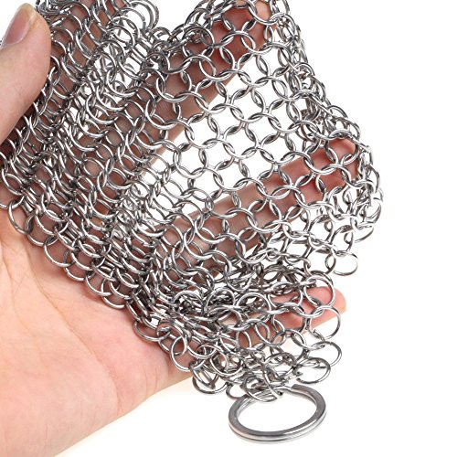 Cast Iron Cleaner Set 7” Circle Premium Stainless Steel Chainmail