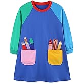FreeLu Girls Christmas Dresses Longsleeve Cartoon Dress Striped Casual Cotton T-Shirt